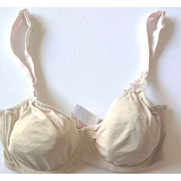 Rosa Faia Beautyfull Bra Size 34E Unlined Balconet Beige Embroidered Underwire - Picture 2 of 9